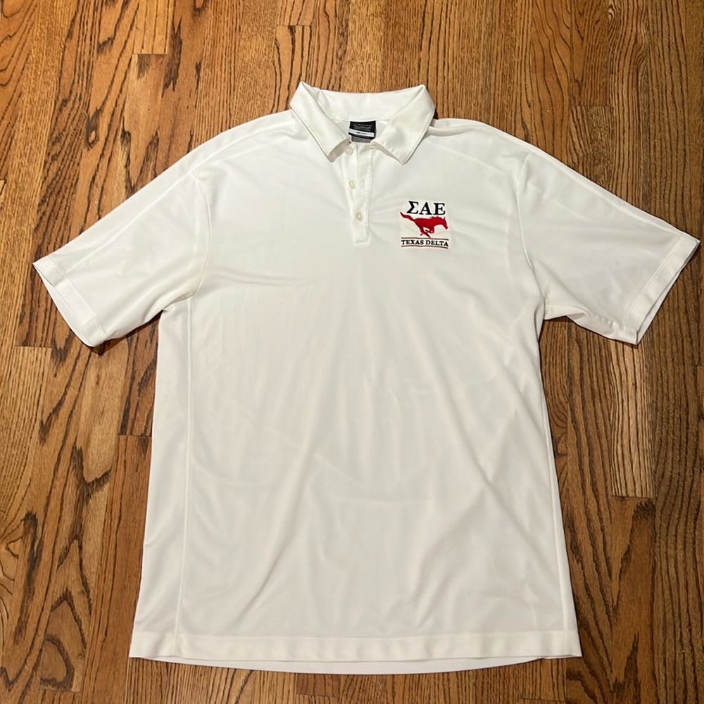 Nike Golf Polo. White. Size XL SMU Texas delta Sigma Alpha Epsilon EUC